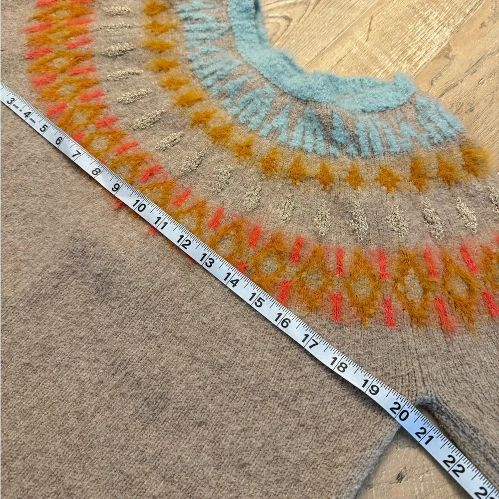 Anthropologie Gray Sweater with Blue and Orange Accents - Picture 3 of 6
